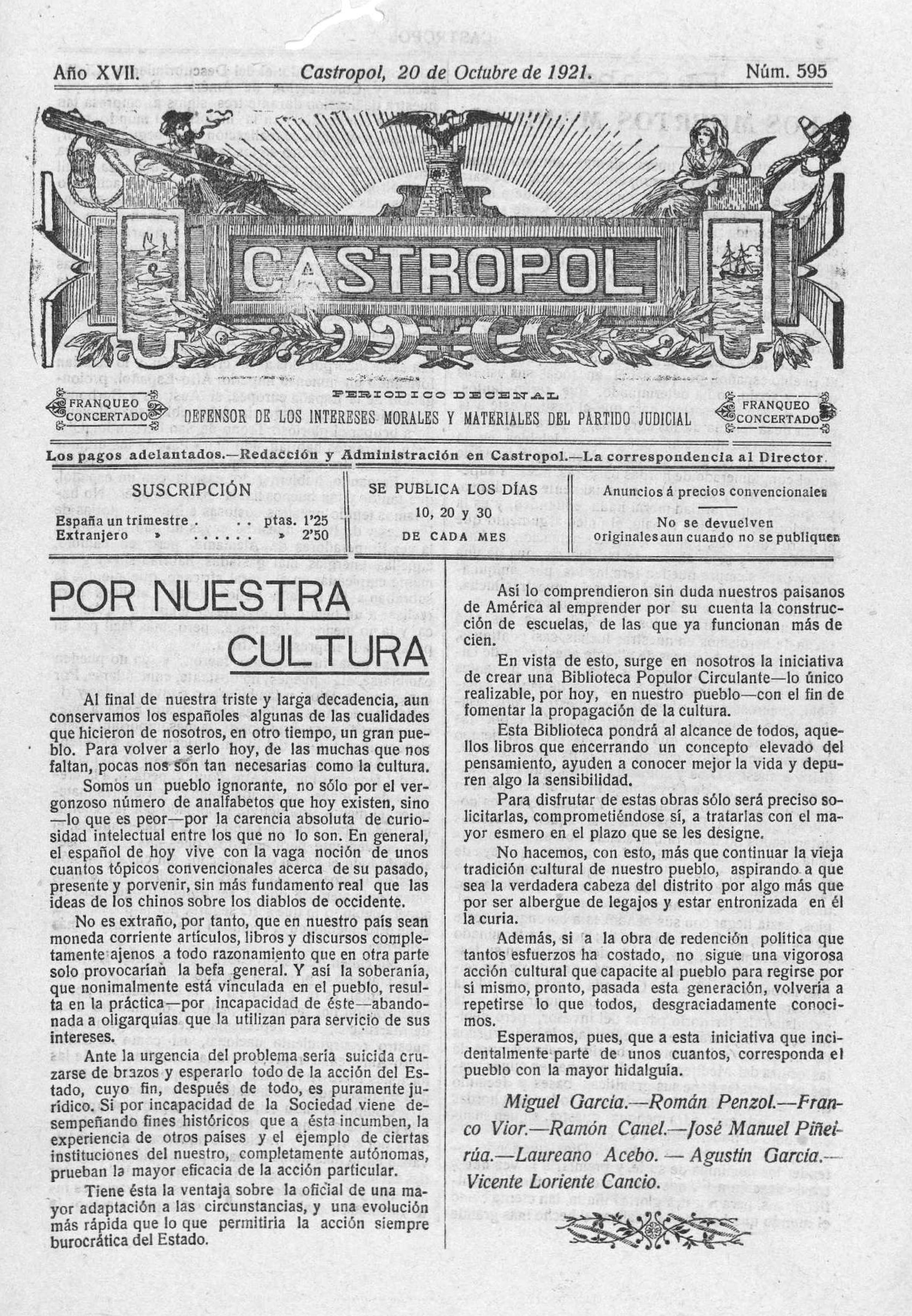 Manifiesto 1921 Castropol