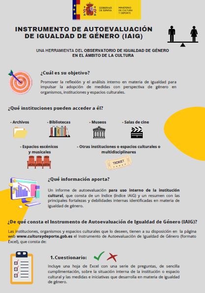 Infografía sobre el Nuevo instrumento de evaluación en igualdad de género, Cultura x Igualdad. Abre en ventana nueva.